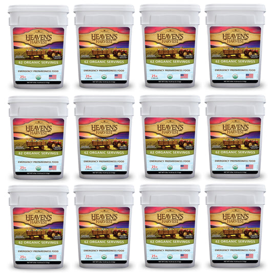 Organic Meal Bucket - 12 Pack -  Emergency Food Survival Kit