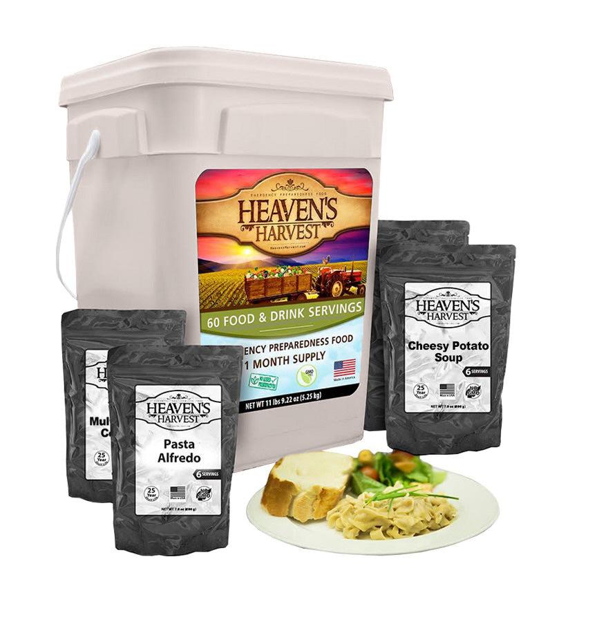 1 Week Kit -Starter Food & Drink Bucket - 1 Person 1 Week - 60 Servings - Emergency Survival Food Kit