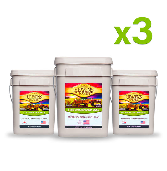 Combo Kit - Breakfast, Entree + Protein - 3 Months - 308 Servings - Emergency Survival Food Kit