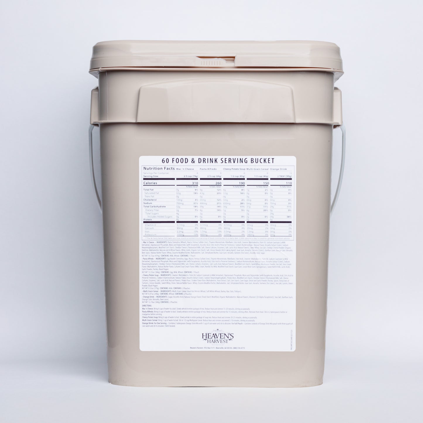 1 Week Kit -Starter Food & Drink Bucket - 1 Person 1 Week - 60 Servings - Emergency Survival Food Kit