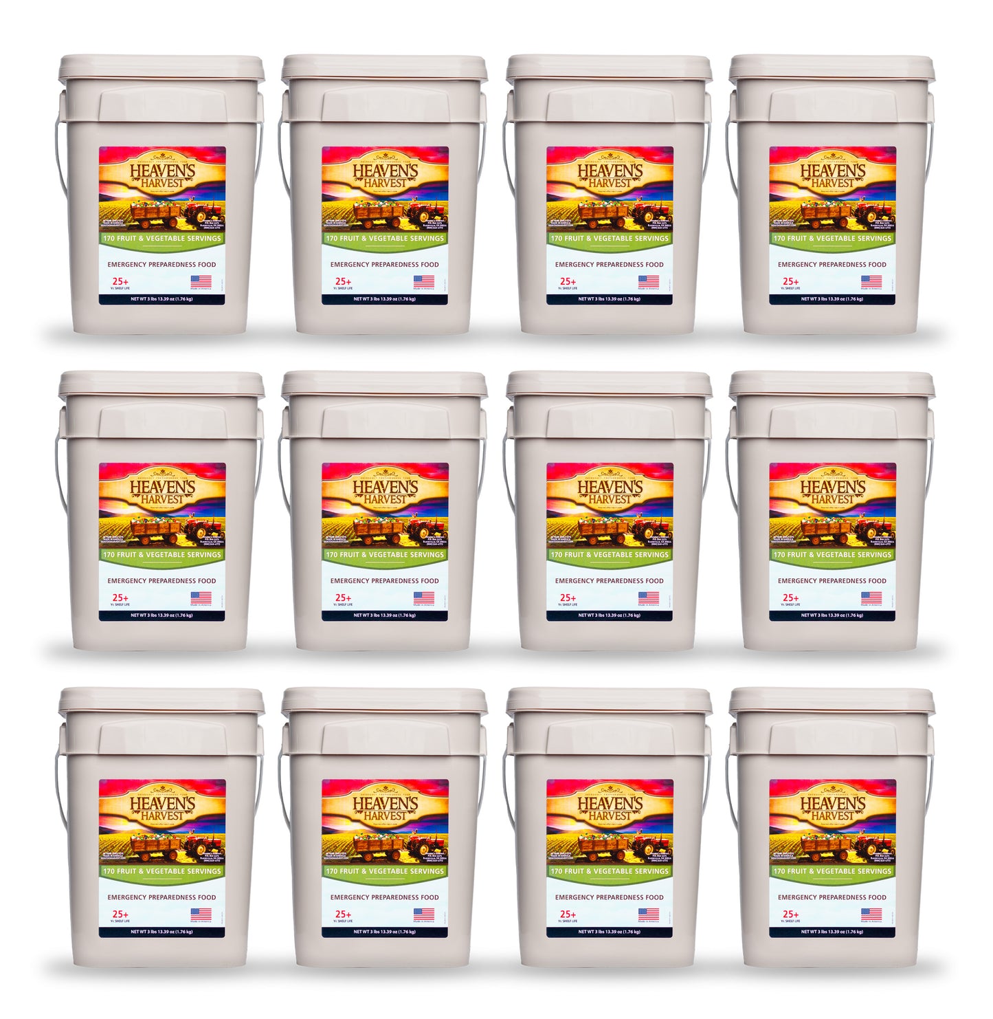 Fruit & Vegetable Bucket - 12 Pack - Emergency Survival Food Kit