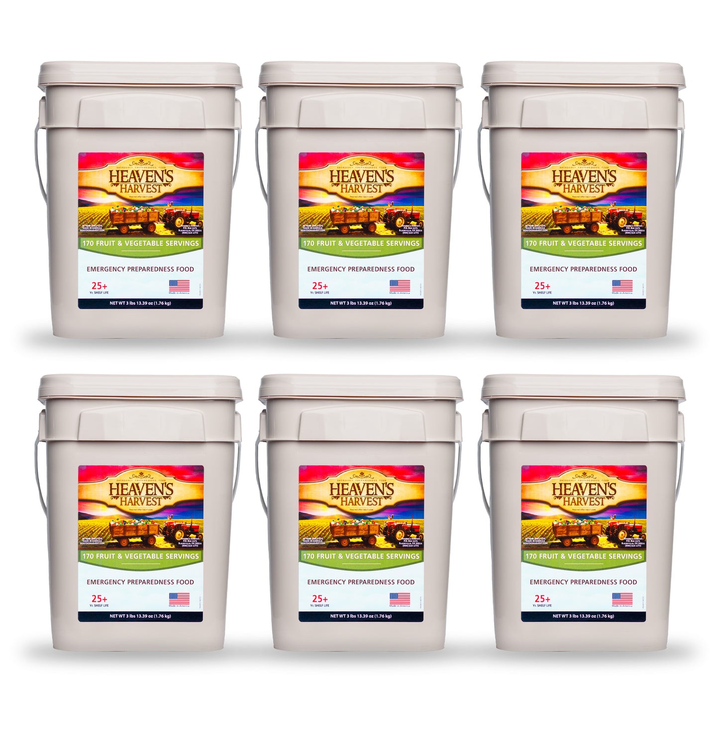 Fruit & Vegetable Bucket - 6 Pack - Emergency Survival Food Kit