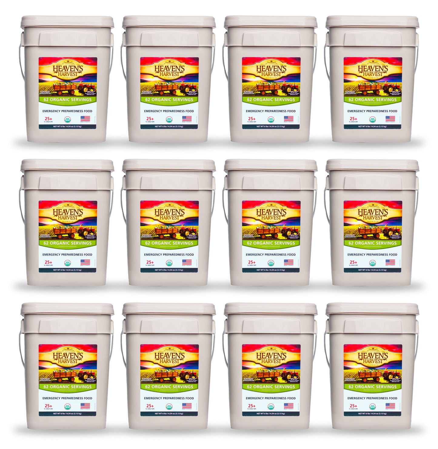 Organic Meal Bucket - 12 Pack -  Emergency Food Survival Kit