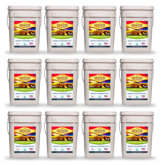 Organic Meal Bucket - 12 Pack -  Emergency Food Survival Kit
