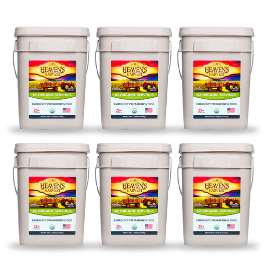 Organic Meal Bucket - 6 Pack -  Emergency Food Survival Kit
