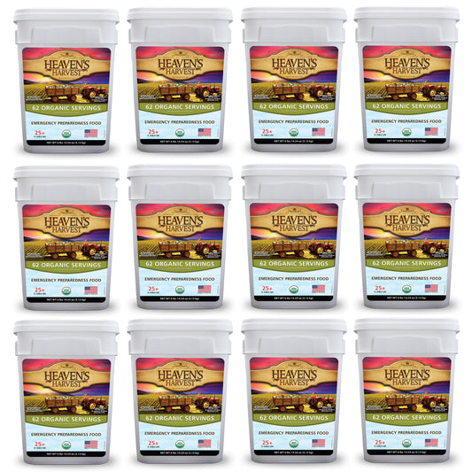 Organic Meal Bucket - 12 Pack -  Emergency Food Survival Kit