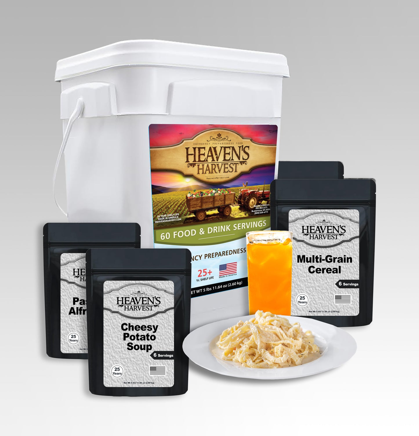 1 Week Kit -Starter Food & Drink Bucket - 1 Person 1 Week - 60 Servings - Emergency Survival Food Kit