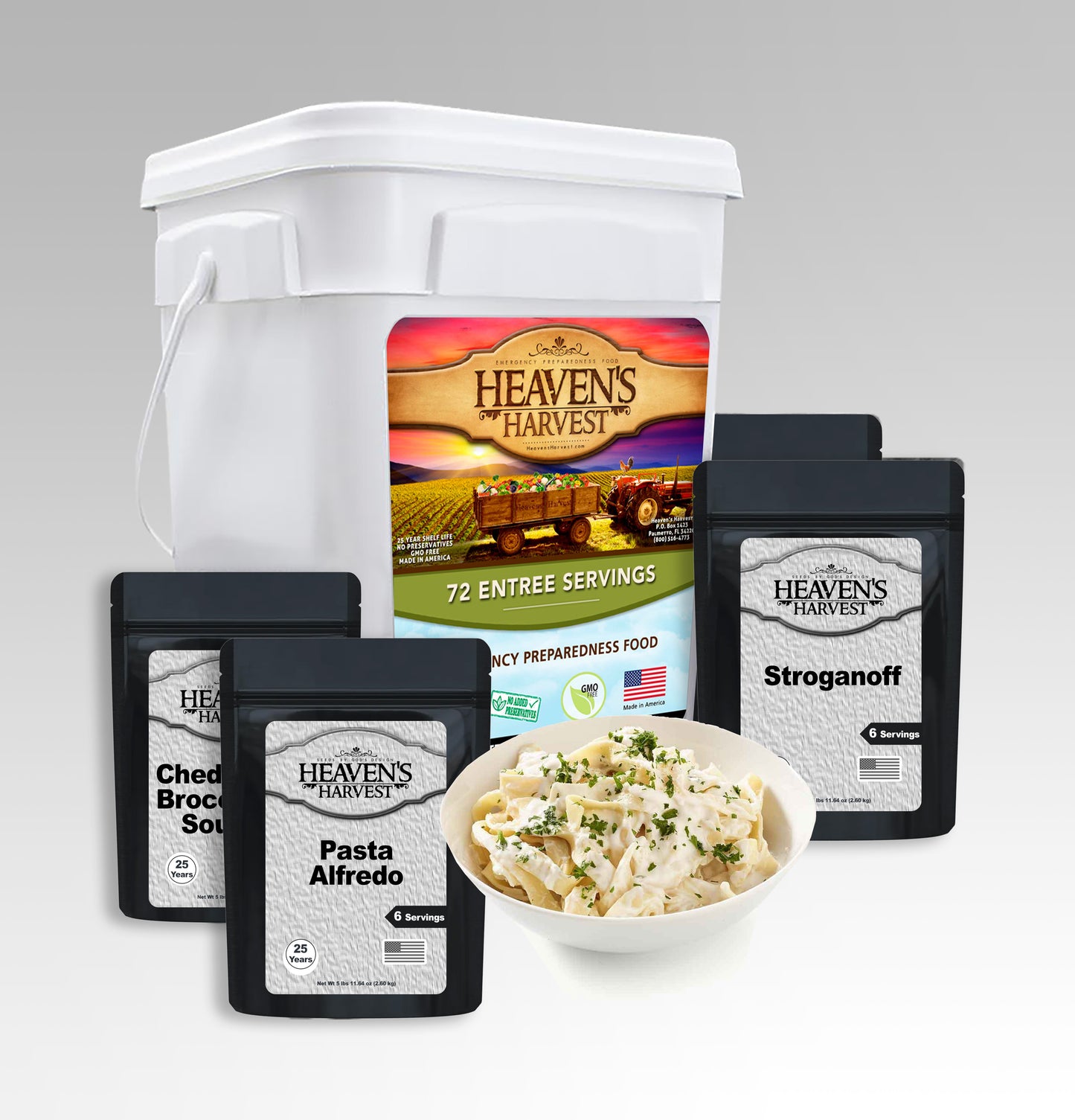 Entree Bucket  - 1 Person 1 Month - 72 Servings - Emergency Survival Food Kit